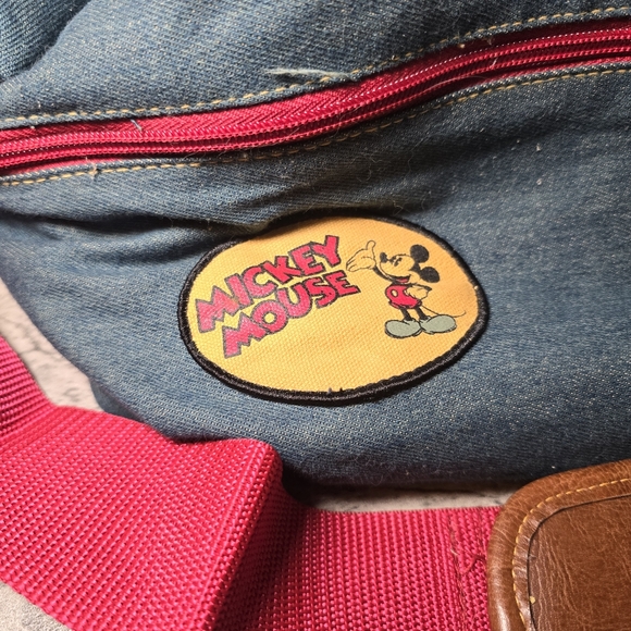 Vintage 90's Disney Expandable Denim Tote Bag Mickey Mouse - Picture 3 of 10